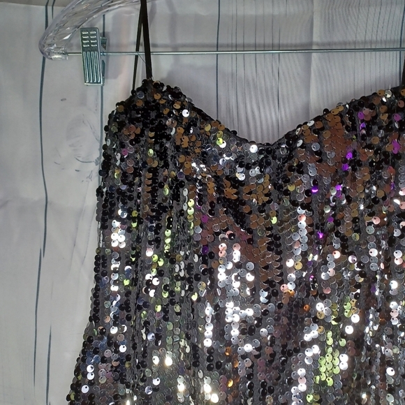 As U Wish black and silver sequin strapless bodycon mini dress - Picture 4 of 8